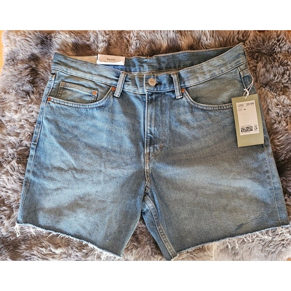 H&M DENIM FRAYED RAW HEM SHORTS NWT SIZE 34